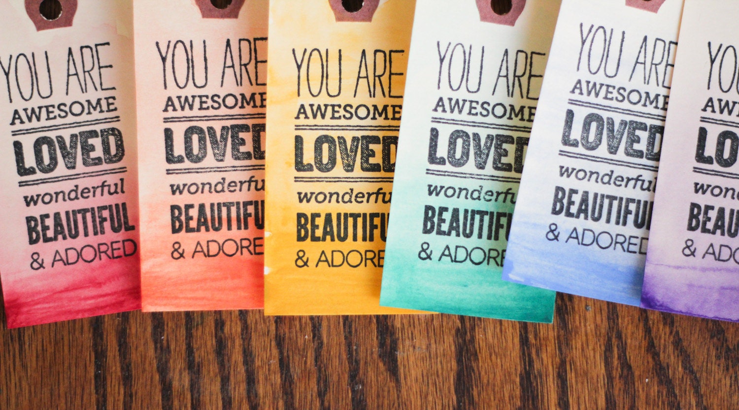 Water Color Gift Tags, NEW COLORS, Set of 6
