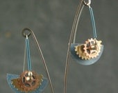 Clock Works Kinetic Copper & Brass Dangle Earrings