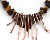 Midsummer necklace,tribal copper MOP amber