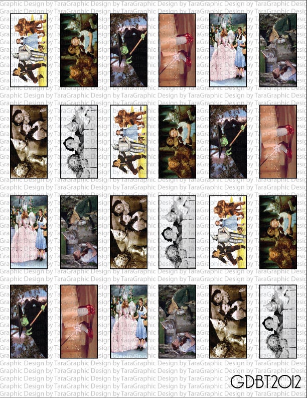 Wizard of Oz Digital Image Sheet for 1"x2" Domino Pendant Personal and Commercial Use