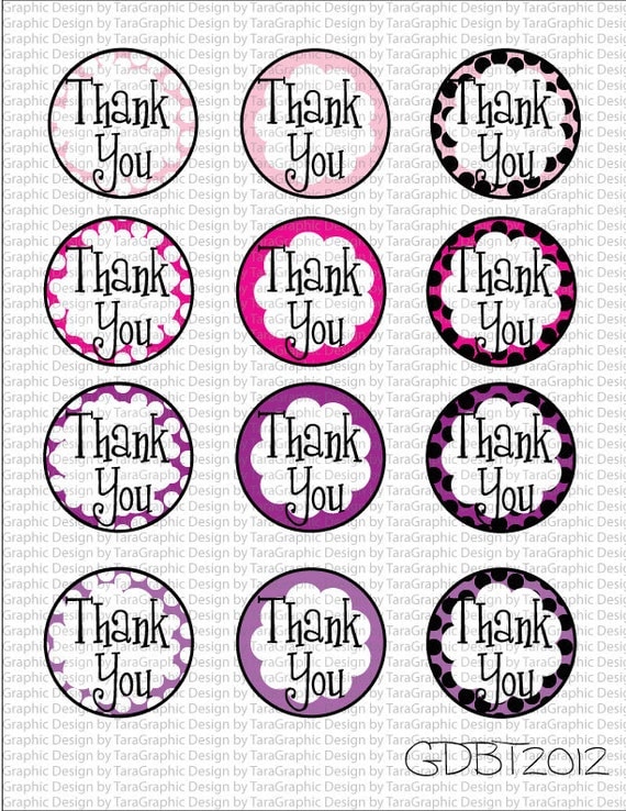 Cute Thank You 2 Inch Circles Digital By Graphicdesignbytara