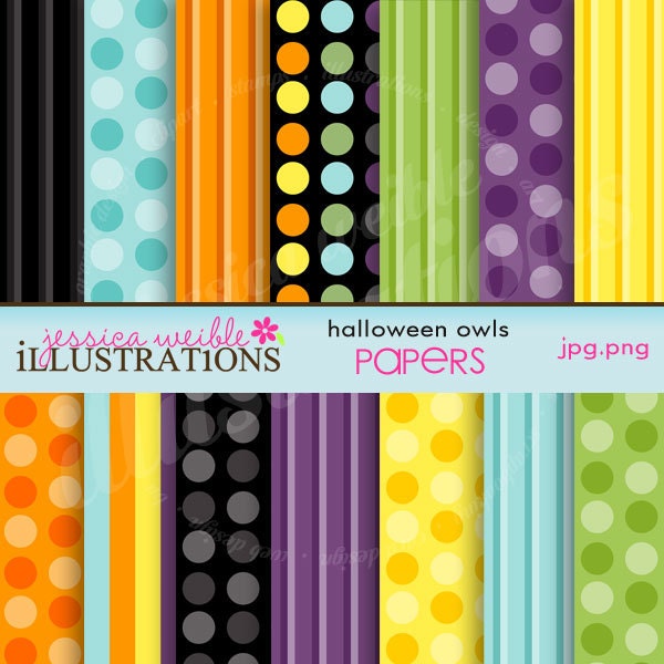 Halloween Owls Cute Digital Papers for Card Design, Scrapbooking, and Web Design Il_570xn