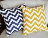 TWO STUFFED Chevron Pillows -Choose Your Own Colors- Zig Zag 14 x 14