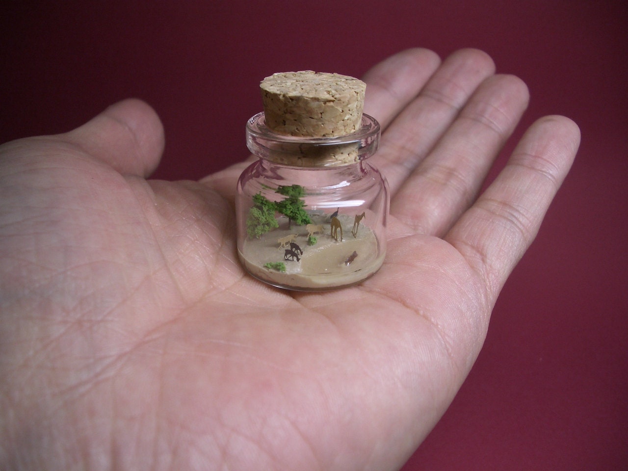 Lots of animals in safari, some are drinking water in a tiny bottle ver.2 - new version -