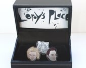 Siegfried and Roy Cuff Links with White Tiger Lapel Pin