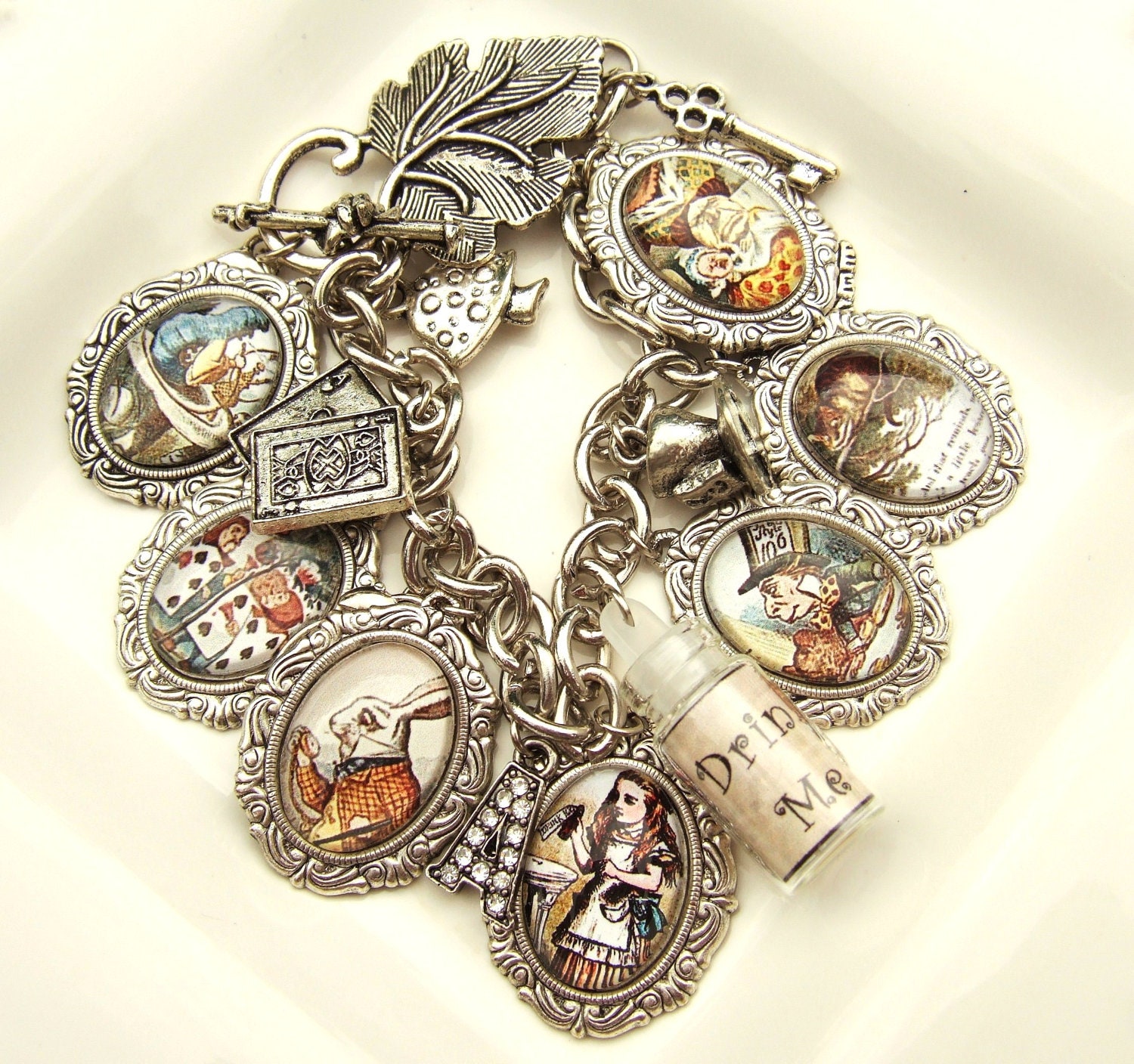 Alice in Wonderland Charm Bracelet Alice in Wonderland Bracelet Alice in Wonderland Jewellery Altered Art