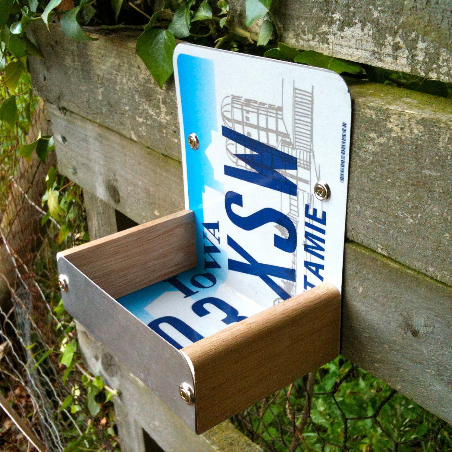 Iowa License Plate Bird Feeder