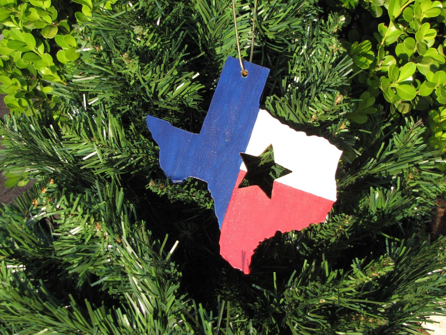 Items similar to Wooden Christmas Ornament Texas State Shape with