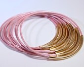 New Fall Leather Bangle Bracelets Metallic Pink Set of 10 Stacking Bangle Bracelets Amy Fine Design
