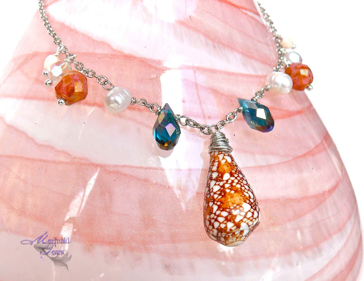 Seashell Ankle Bracelet Hawaiian jewelry by MermaidTearsDesigns