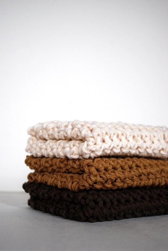 Chocolate, Carmelo and Vanilla Crochet Wash Cloths