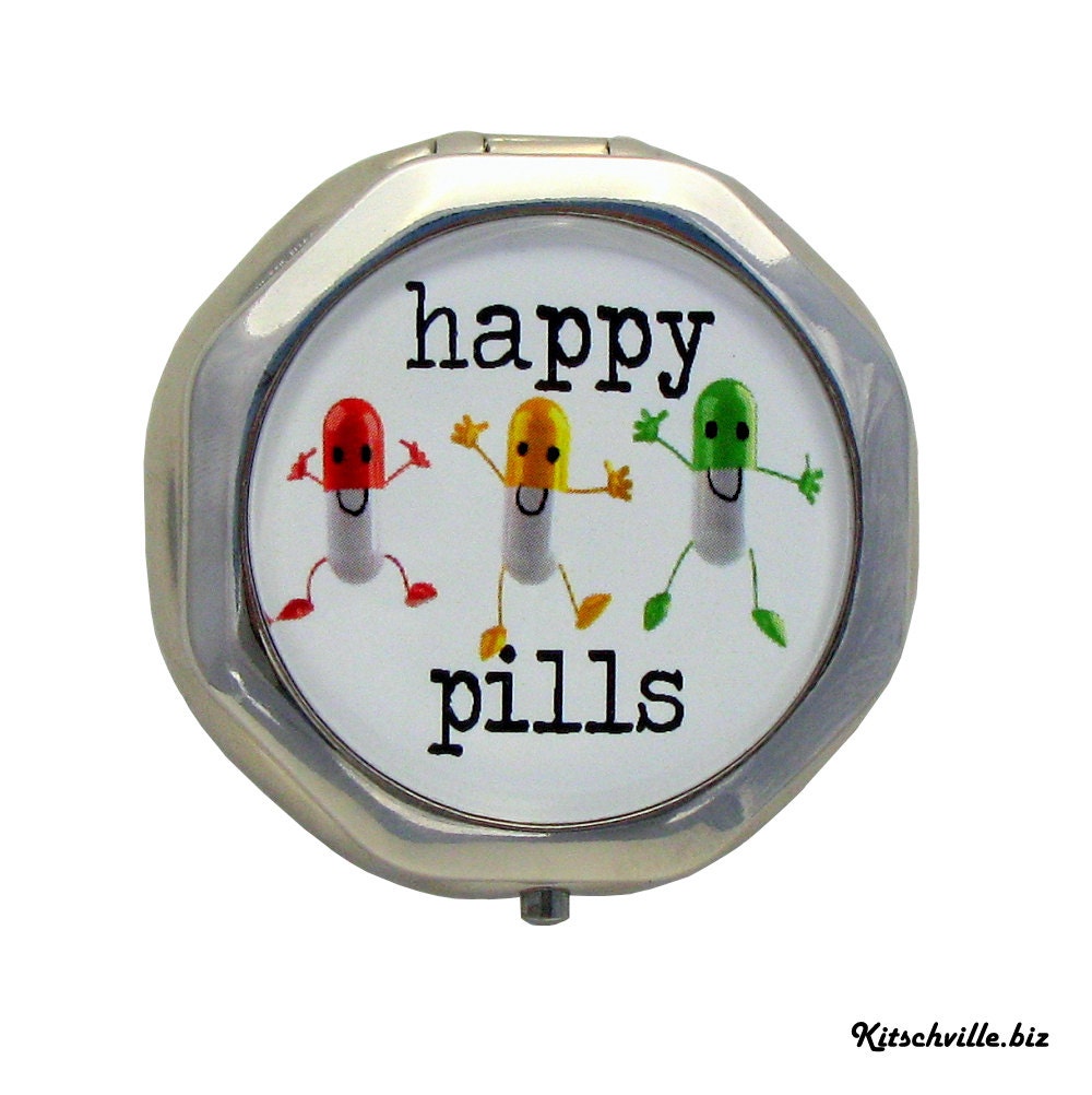 Funny HAPPY PILLS Pill Case - Holder - Organizer - Box