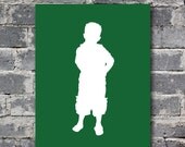 Custom Child Portrait Silhouette for 1 Person Kid's Picture from your photo Printable 11x14 or 8x10 Choose your color