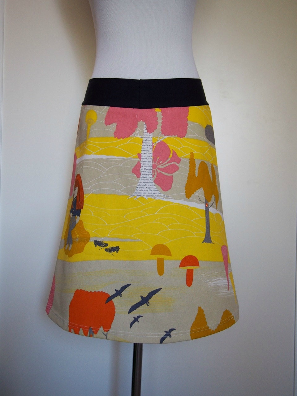 Abstract forest friends print skirt multi colour from Wanderlust by Miss Fancypants - heavier weight 100% cotton