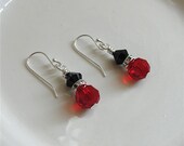 Red and Black Team Colored Earrings