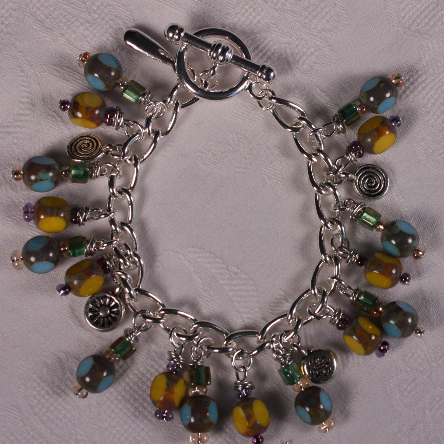 Charm Bracelet  and Earrings Set - Czech Glass Beads