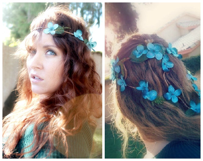 bridal flower hair wreath, hair crown, floral headpiece, spring wedding 'Marian'