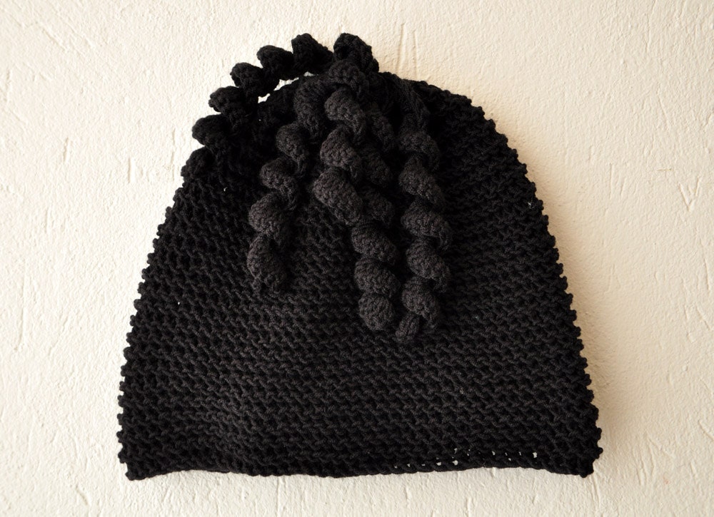 Crochet Black Hat for Unisex Children Teenager
