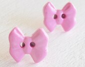 Light Pink Bow Studs on Titanium Posts for Sensitive Ears, Nickel Free Earrings for Girls, Hypoallergenic Kids Earrings - Cute as a Button