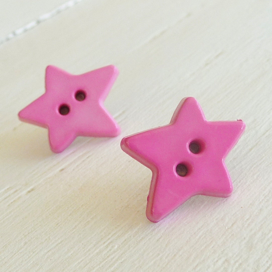 Pink Star Studs on Titanium Posts for Sensitive Ears, Nickel Free Earrings for Girls, Hypoallergenic Blue Aqua - Cute as a Button