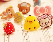 Super Cute Iphone 4 / 4s / ipad phone ear plug, (, chick, strawberry, brown bear, cream bear, relax bear with ice cream)