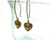 Anchor Love Earrings, Nautical Jewelry, Small Heart Dangles