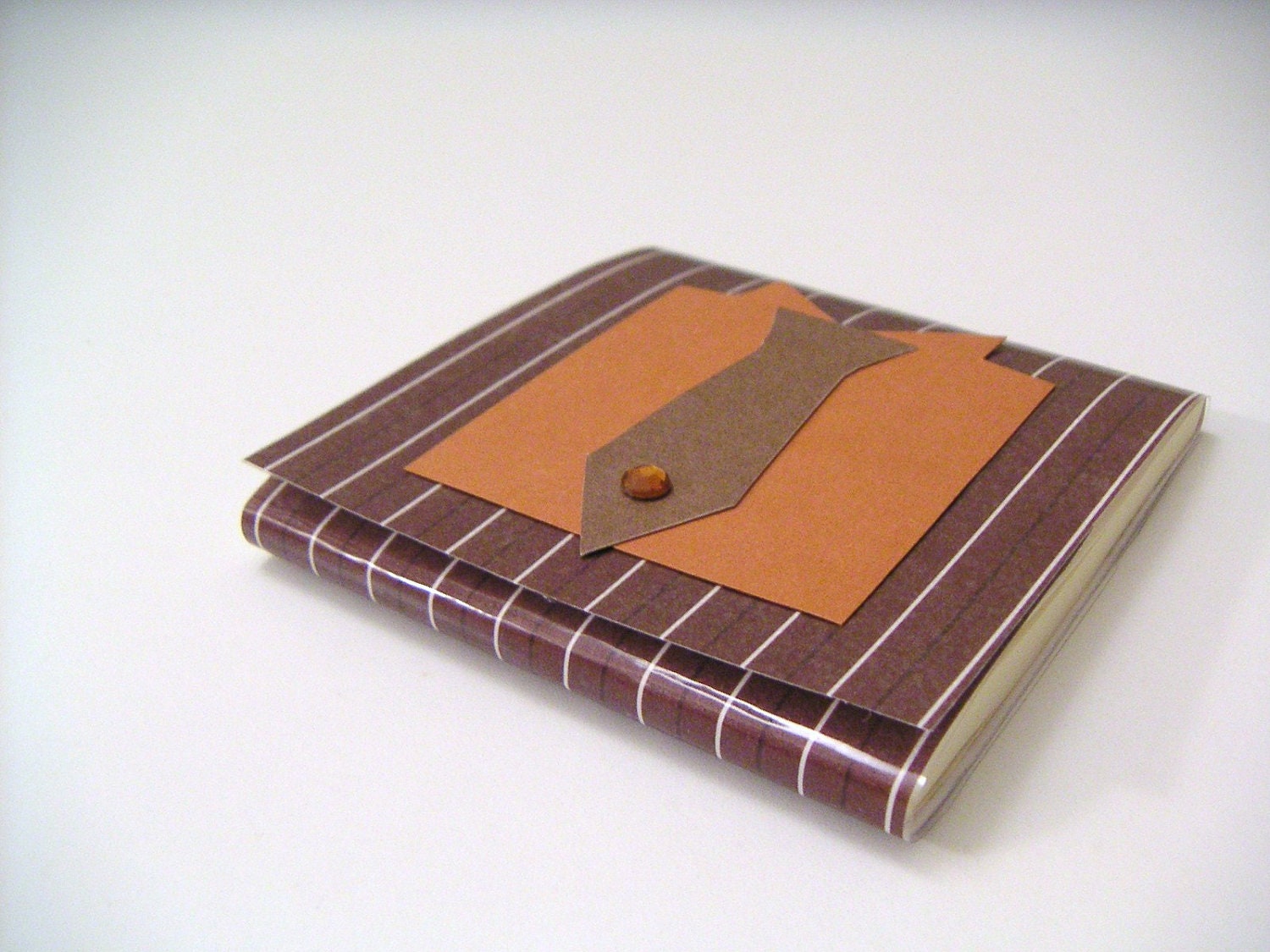 Brown Pin Striped Sticky Notes Pad with Burnt Orange Shirt and Brown Necktie - Just for Him Collection