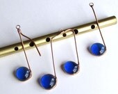 Three Glass Musical Notes Cobalt Blue and Copper Suncatcher Ornaments