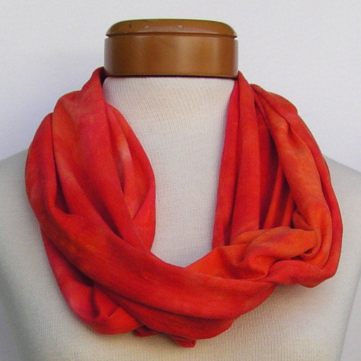 Infinity Scarf Hand Dyed in Hot Orange 164