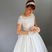 Sale - Vintage 1950s White Lace Wedding Dress. Tea Length. Fall Wedding. Audrey Hepburn. Full Skirt. Size Medium