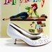 White Floral Heels Pumps. Weddings. Bridesmaid. Spring Fashion. US Size 7