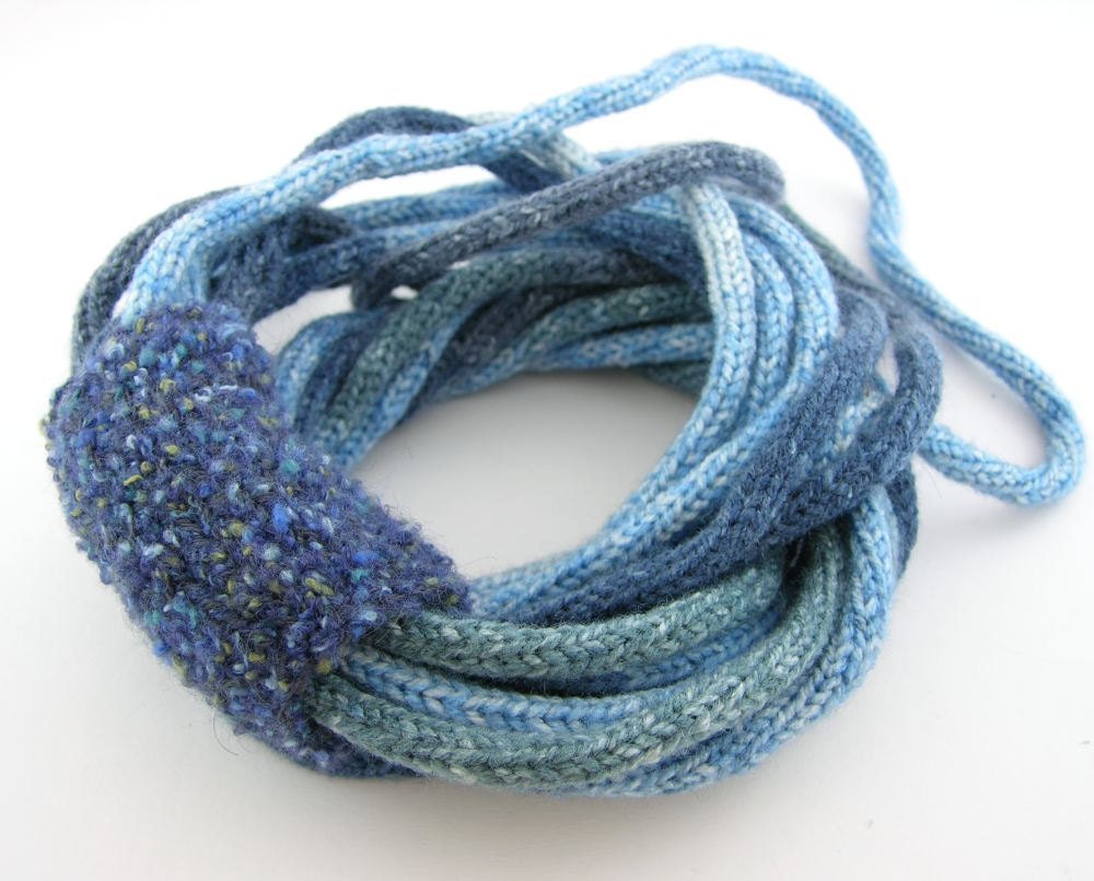 Scarf necklace loop scarf infinity scarf neck wrap knit necklace skinny scarf fall autumn fashion blue  blend tagt team curationnation