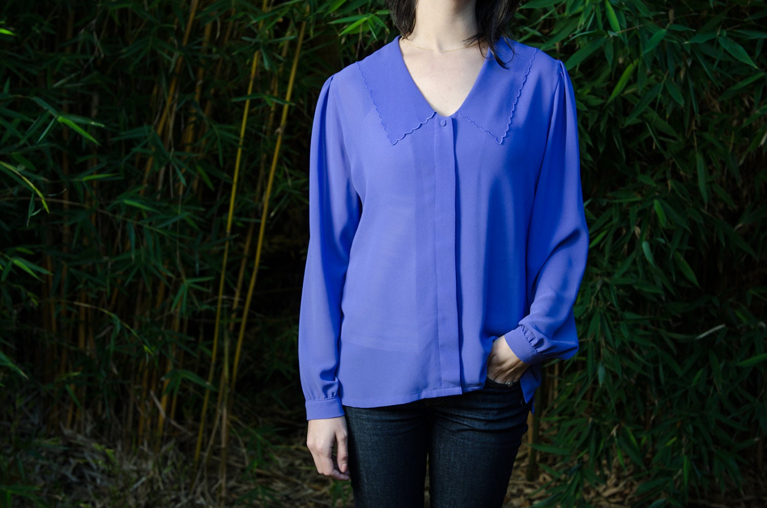 scalloped purple sailor collar blouse top s m l