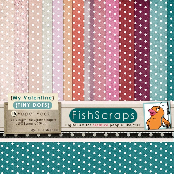 Polka Dot Digital Papers - Polka dot - Pink & Red Backgrounds - Digital Scrapbooking (Valentine - Tiny Dots) Il_570xn
