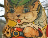 Vintage Antique Gong Bell Mfg Co 1930s Kitty Chime Cat Pull Toy