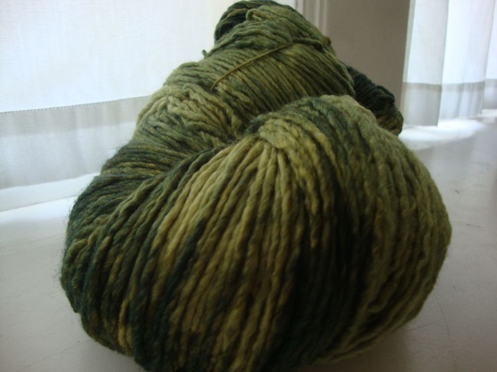 Olive You, Olive green hand dyed Merino silk single ply worsted yarn