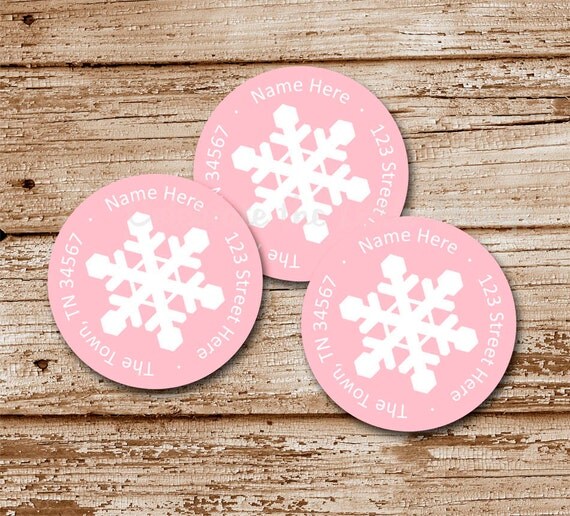 Set of 20 Snowflake Return Address Labels, Stickers : custom colors Il_570xn