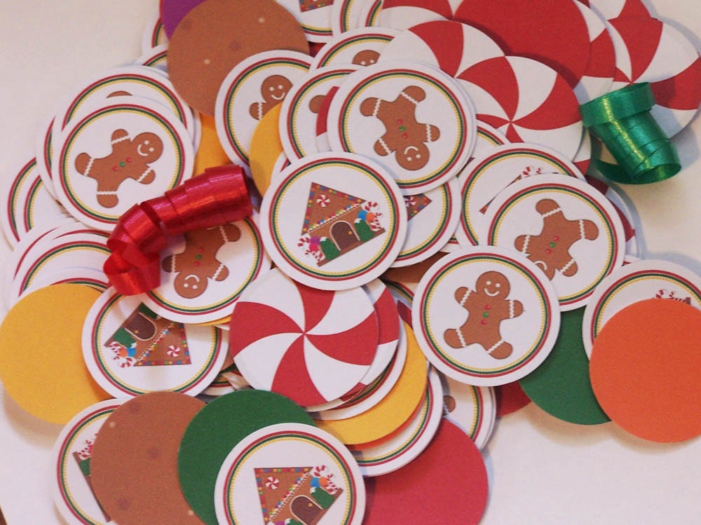 Christmas Confetti / Gingerbread Man, House / Mini Tags Il_570xn