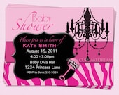 Girl Baby Shower Invitation Zebra Print Diva Party