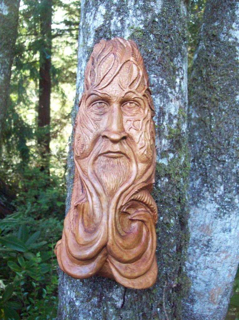 handmade Hand carved  tree spirit Madrone wood spirit