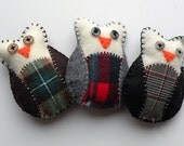 Six customizable felt owls Christmas winter autumn decorations holiday ornament