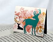Magnetic Bookmark, Woodland Deer, Stocking Stuffer, Whimsical, Turquoise and Coral red