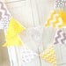 9 feet Banner, Bunting, 21 Pennant Flags, Yellow and Grey Polka Dot, Chevron and Floral, Baby Nursery Decor, Wedding Garland, Birthday