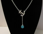 Anchor's Away Necklace - Silver Anchor Necklace with Blue Quartz