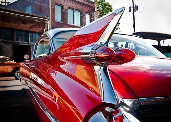 Classic Car - Red Hot Rod - Vintage Cadillac - 1950s - Retro Fast Car - 5 x 7 Print - Fine Art Photography - Gift for Him