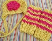 Newborn Photography Prop Hat and Leg Warmers Set, Longies, Bonnet, Lace, Photo Prop