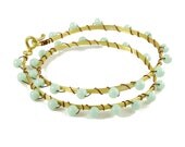Gold and Aqua Bohemian Bangle Style Wrap Bracelet, Eclectic, Stackable, Bohemian Mint