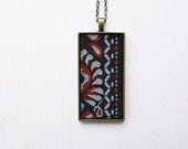 Bohemian Necklace, Gypsy Folk Boho Jewelry Red, Gray, Blue, Black Pendant, Black Bohemian Jewelry