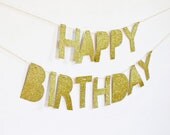 Happy Birthday Banner (Gold Glitter)