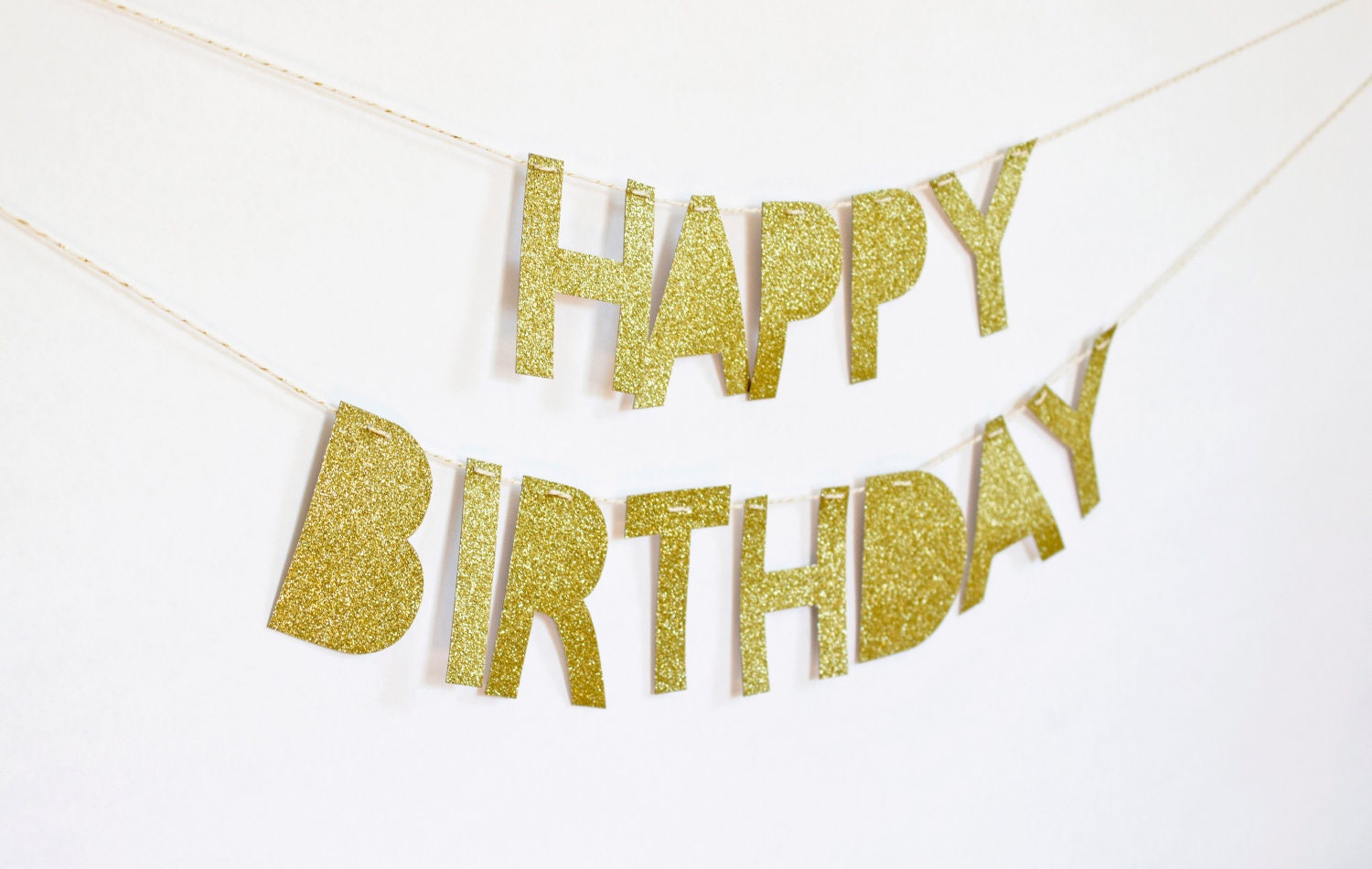 Happy Birthday Banner (Gold Glitter)